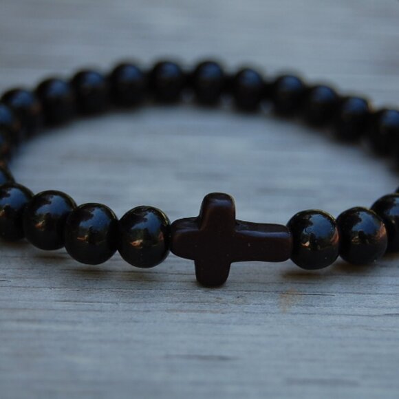Cross Bracelet,Wood Bracelet,Cross Wooden Bracelet - Picture 2 of 2